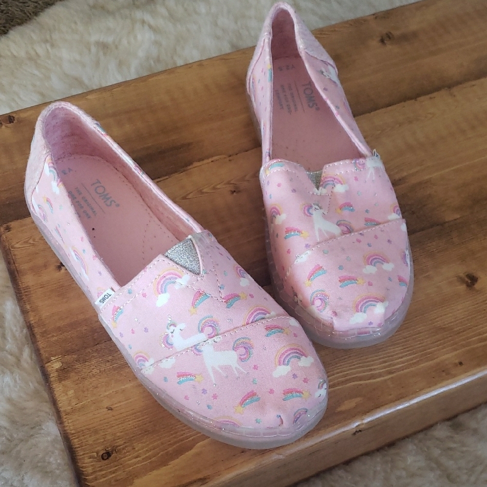 Toms Pink Unicorn Slip Ons